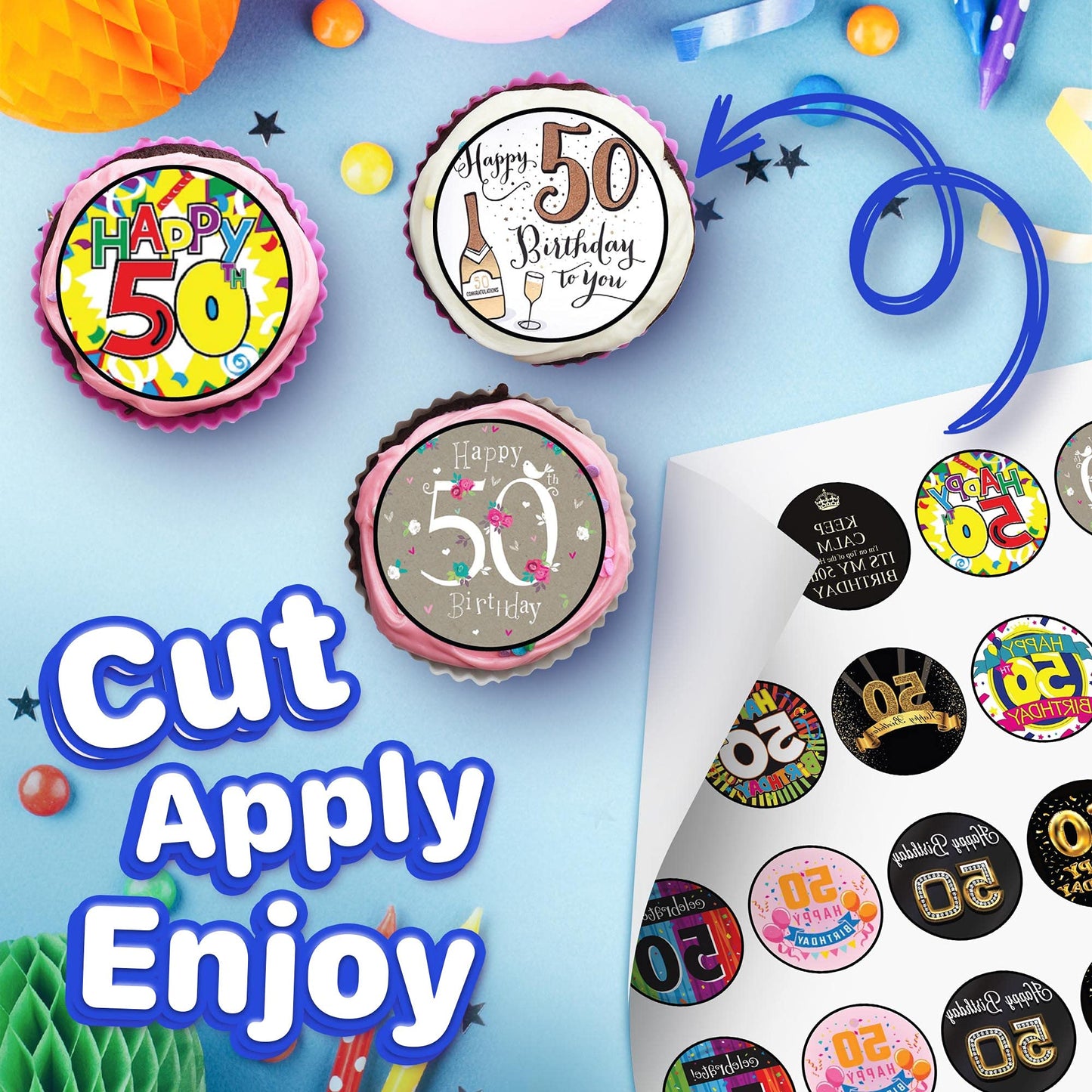 30x Wafer Paper Happy Birthday Edible Cupcake Topper