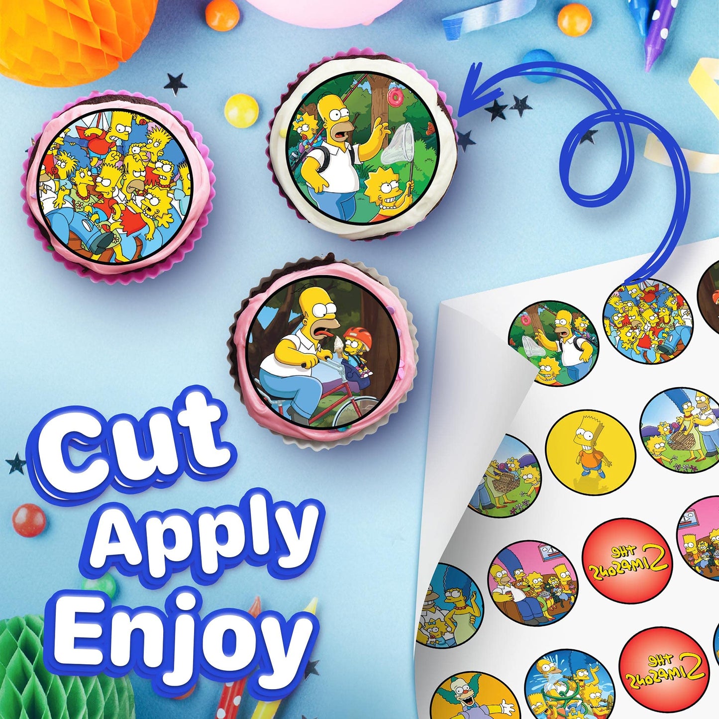 30x Wafer Paper The Simpsons Edible Cupcake Topper