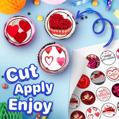 30x Wafer Paper Valentine day Edible Cupcake Topper