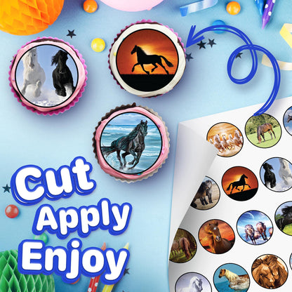30x Wafer Paper Animal-Horse Edible Cupcake Topper