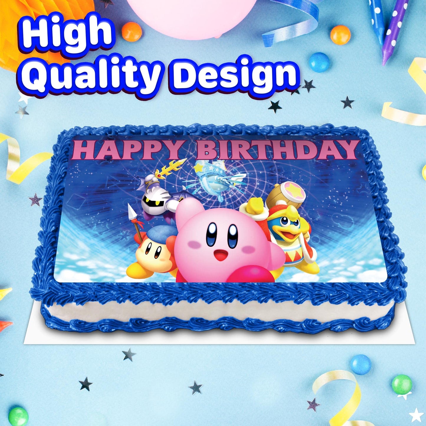 8.3 x 11.7 Inch Edible Square Cake Toppers Kirbby