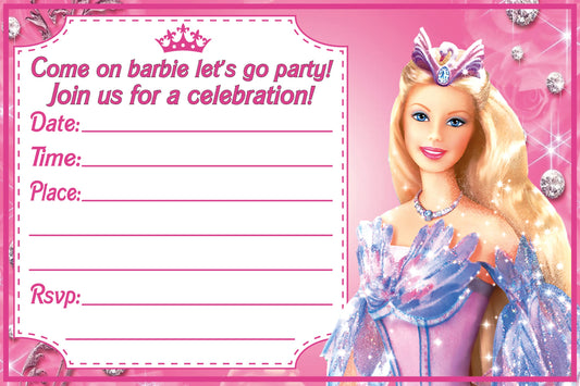 Set of 30 Barbie Birthday Invitation Cards