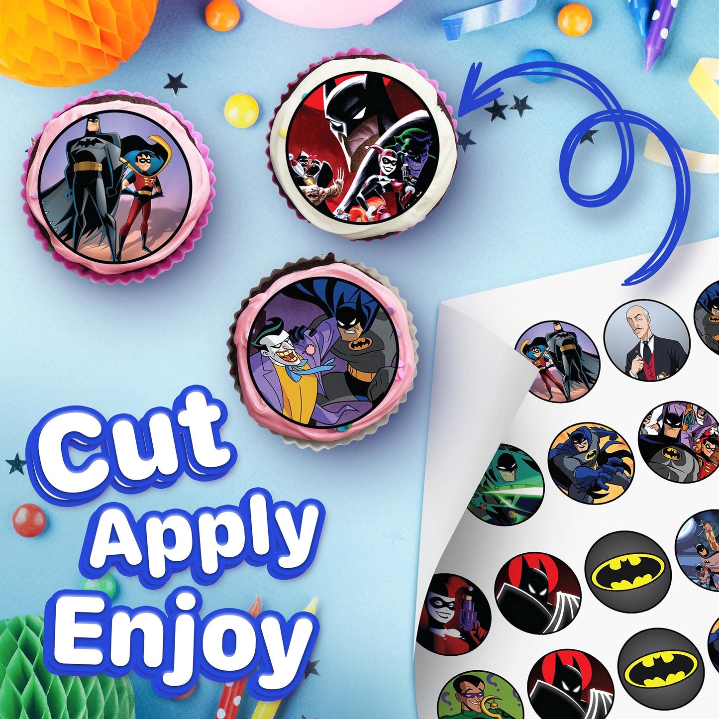 30x Wafer Paper Batman Edible Cupcake Topper