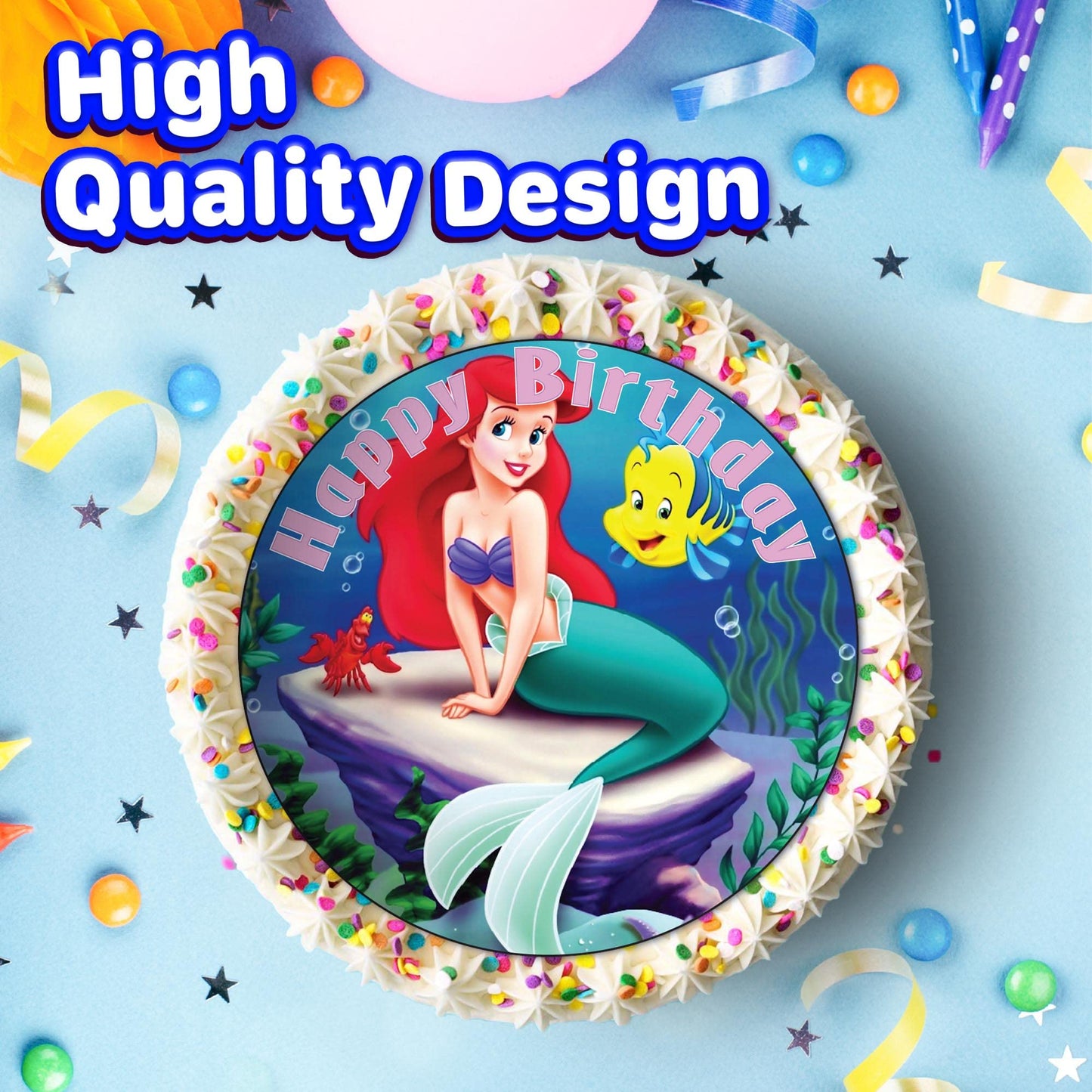 7.5 Inch Edible Cake Toppers Little Mermaid