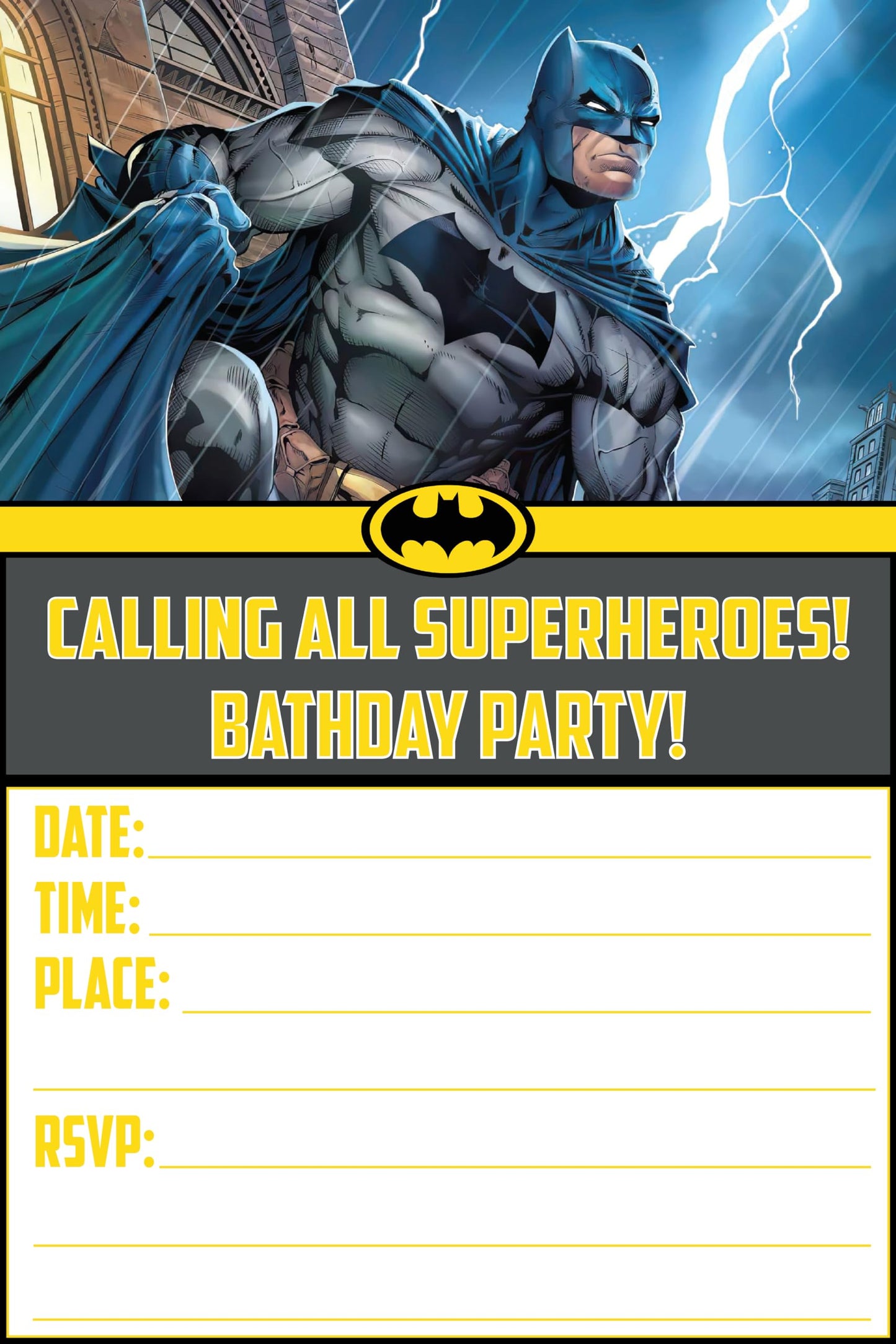 Set of 40 Batman Birthday Invitation Cards