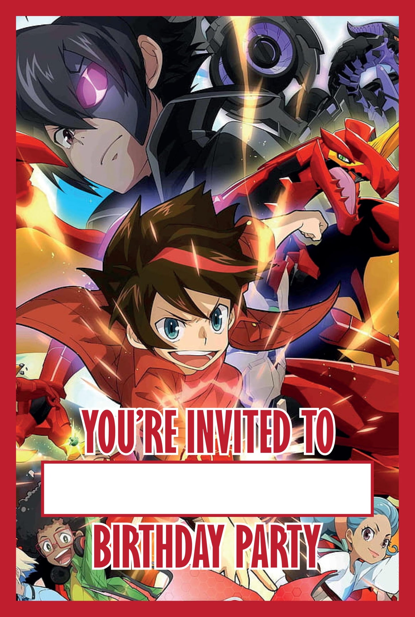 Set of 20 Bakugan Birthday Invitation Cards & Envelopes