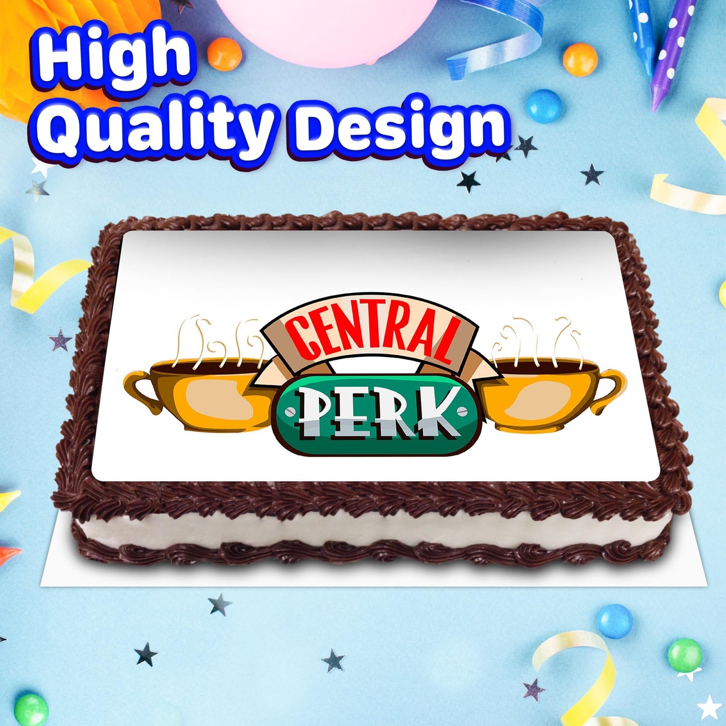 8.3 x 11.7 Inch Edible Square Cake Toppers Coffe