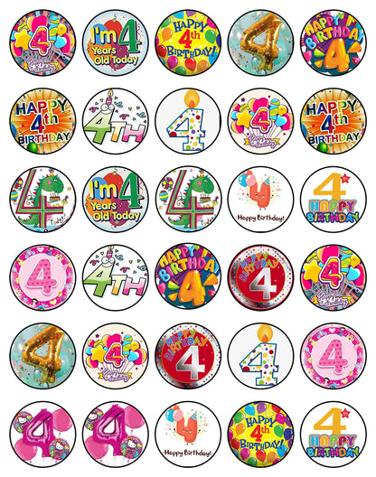 30x Wafer Paper Happy Birthday Edible Cupcake Topper