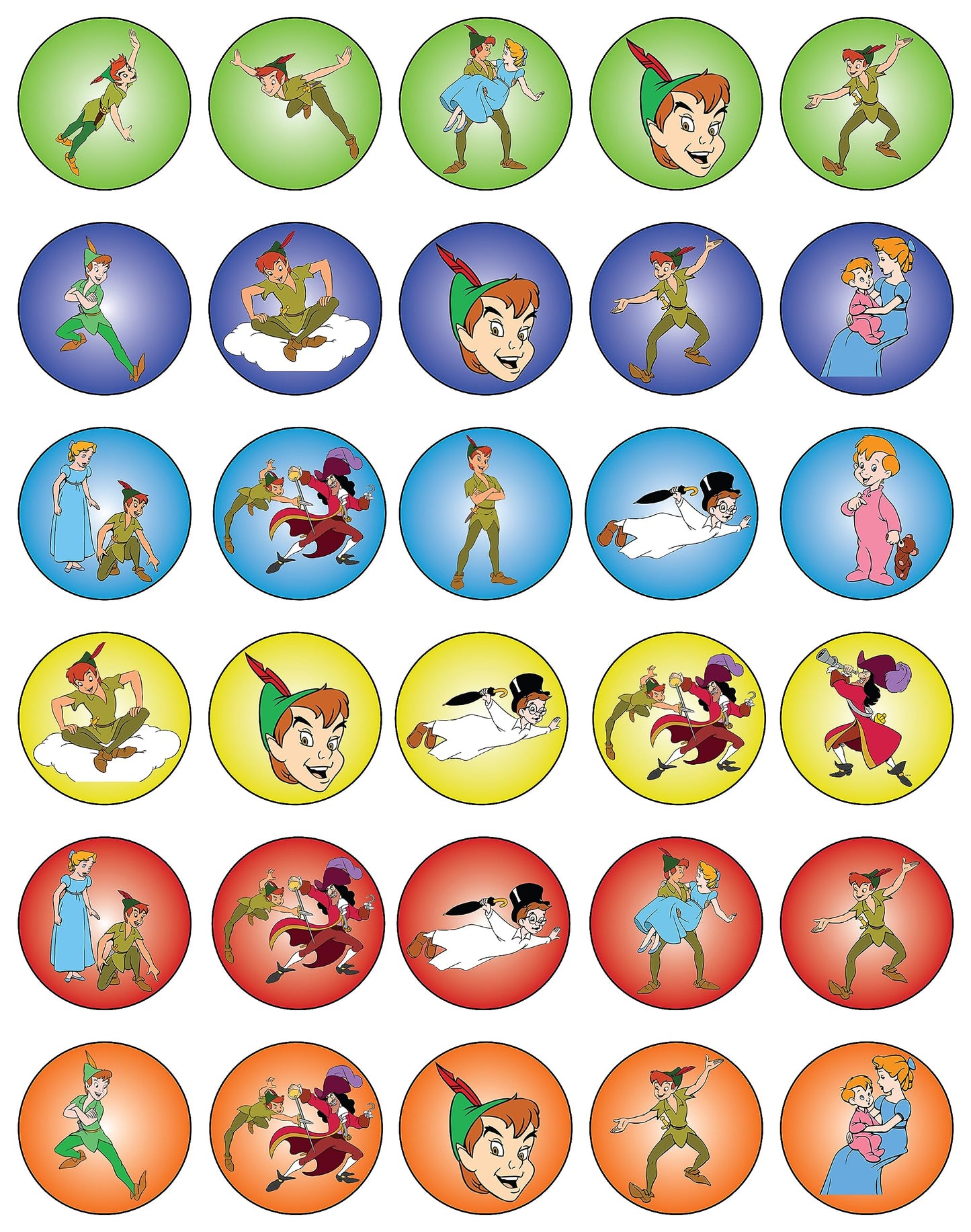 30x Wafer Paper Peter pen Edible Cupcake Topper