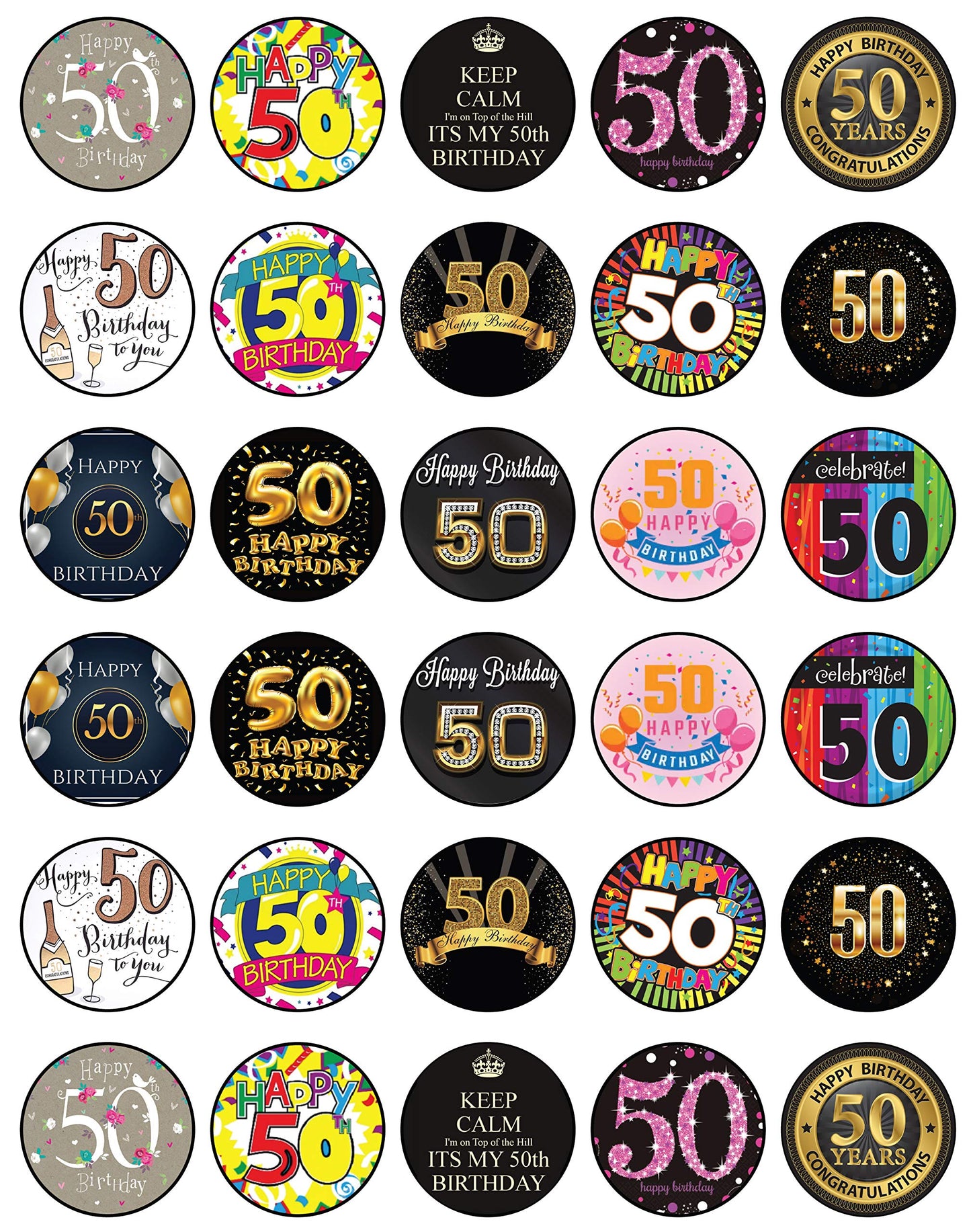 30x Wafer Paper Happy Birthday Edible Cupcake Topper