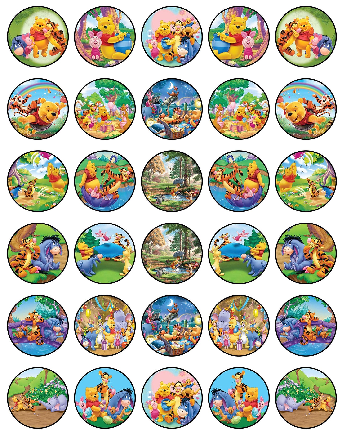 30x Wafer Paper Winne The Pooh Edible Cupcake Topper