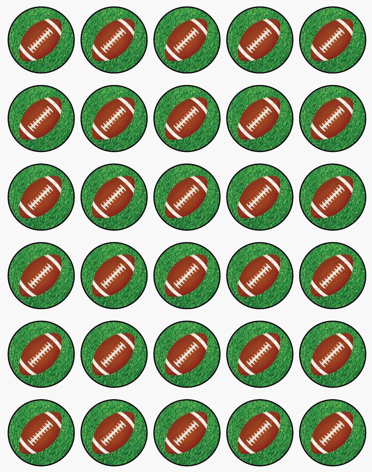 30x sugar Paper Football Edible Cupcake Topper