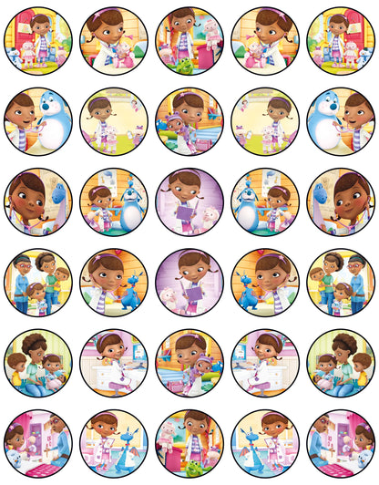 30x Wafer Paper Doc McStuffins Edible Cupcake Topper