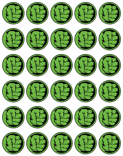 30x Wafer Paper Hulk Edible Cupcake Topper