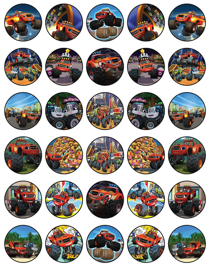 30x Wafer Paper Blaze The Monster Edible Cupcake Topper