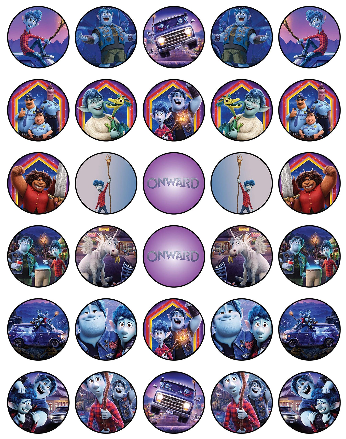 30x Wafer Paper Onward Edible Cupcake Topper