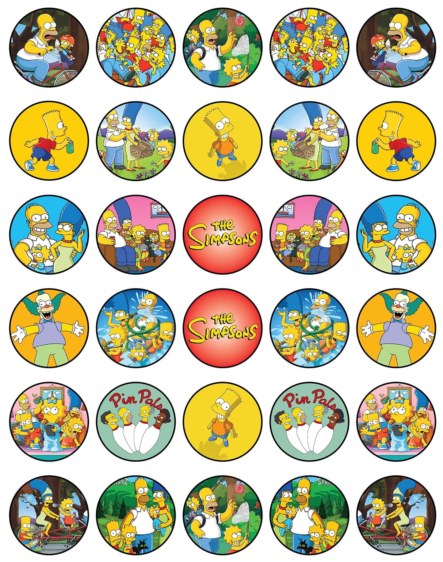 30x Wafer Paper The Simpsons Edible Cupcake Topper